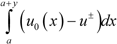 $ \int\limits_a^{a + y} {\left( {{u_0}\left( x \right) - {u^ \pm }} \right)} dx $