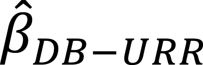 Mathematical equation: $$ {\hat{\beta}}_{DB- URR} $$